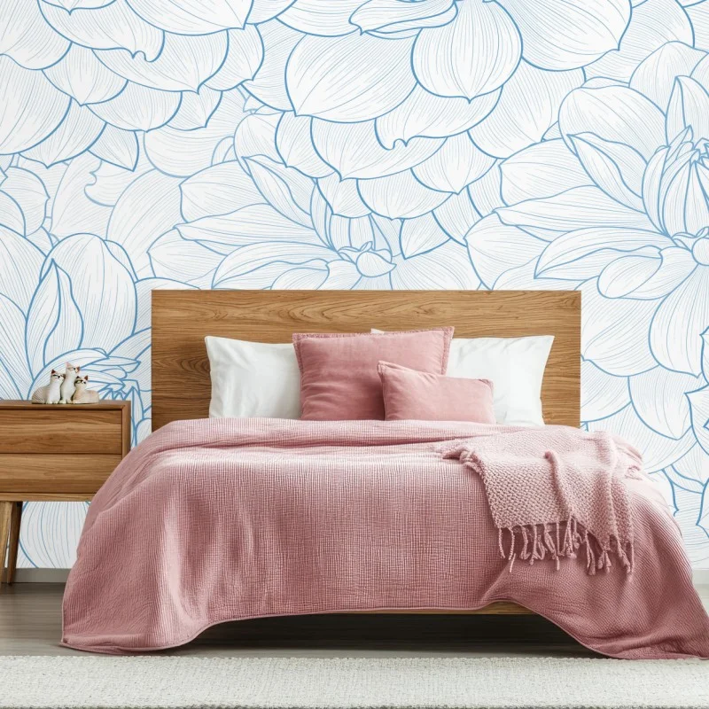 Fototapeta delikatny niebieski motyw kwiatowy