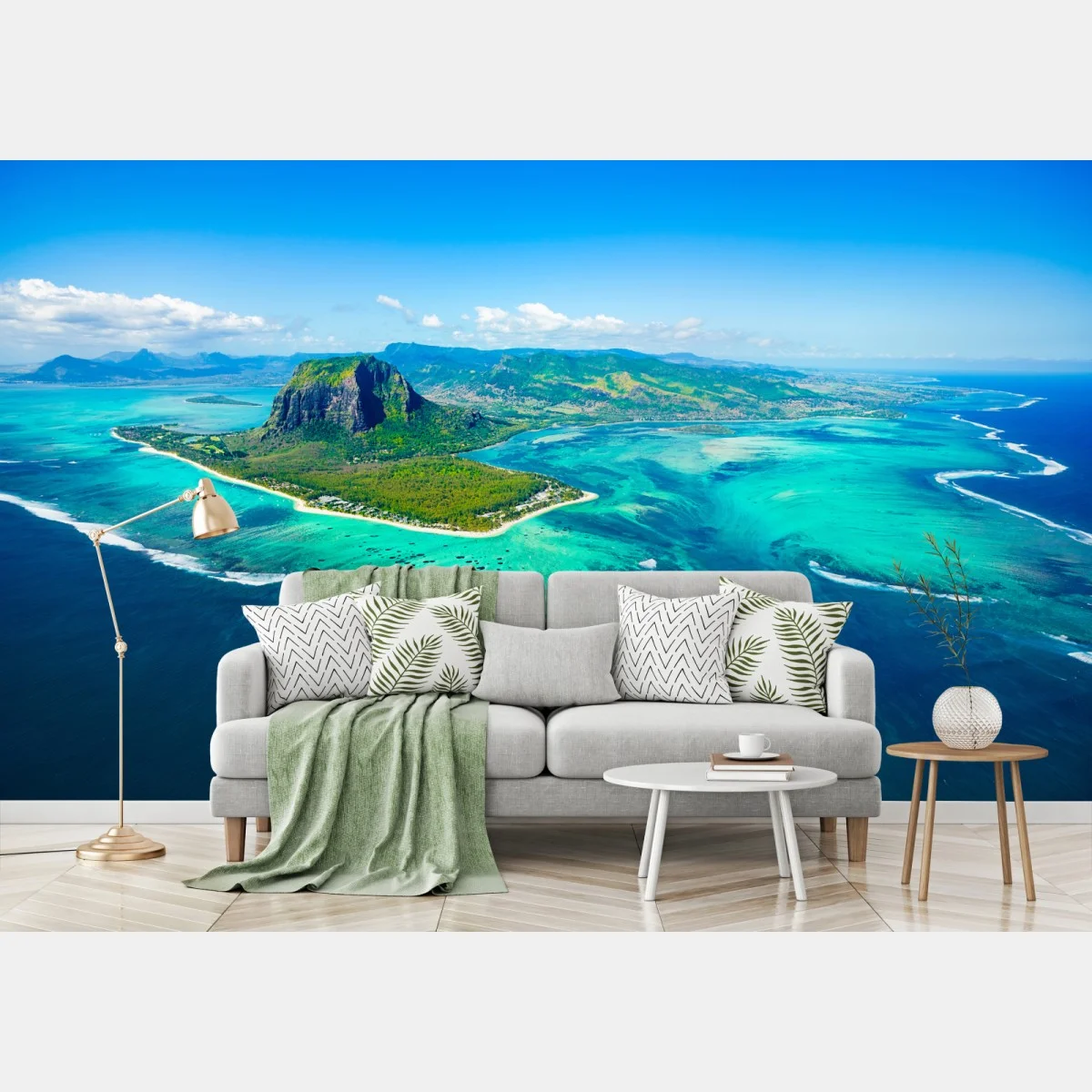 Fototapeta Le Morne turkusowa laguna panorama – Wallissimo® Fototapeta Le Morne turkusowa laguna panorama – Wallissimo®