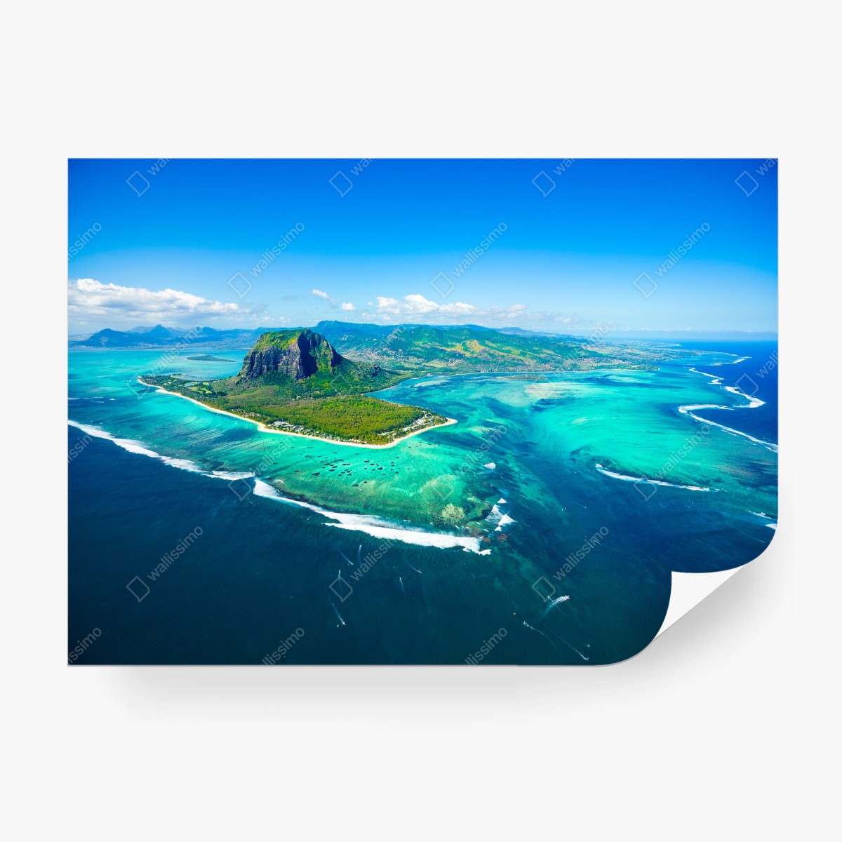 Fototapeta Le Morne turkusowa laguna panorama – Wallissimo® Fototapeta Le Morne turkusowa laguna panorama – Wallissimo®