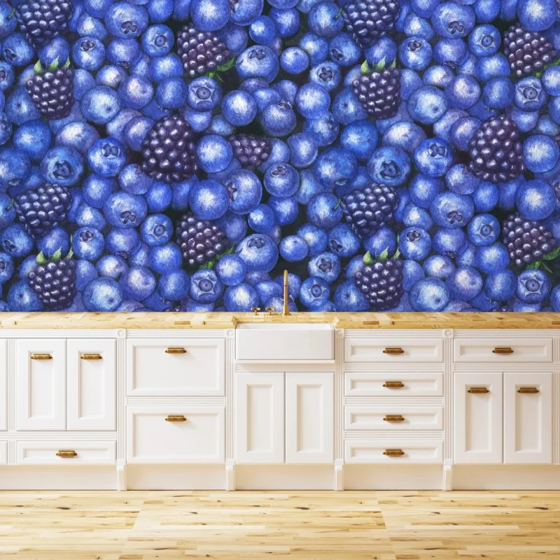 Fototapeta wzór akwarelowy z borówkami i jeżynami