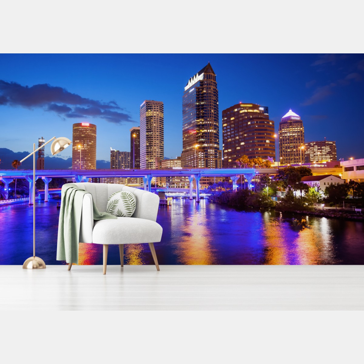 Fototapeta panorama Tampa nocą – Wallissimo®