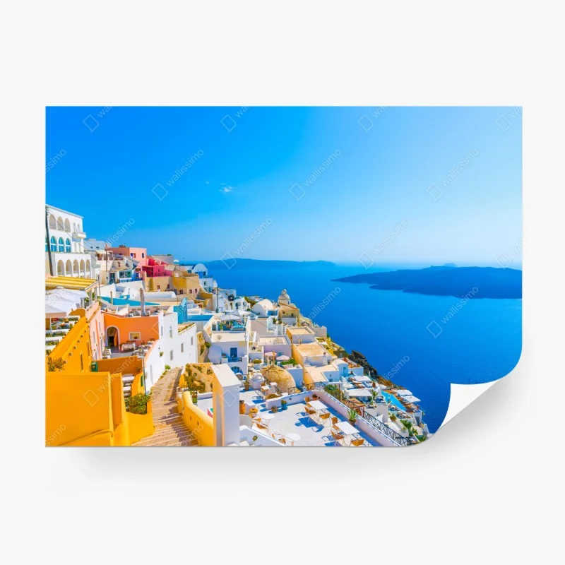 Fototapeta słoneczny widok na kalderę Santorini