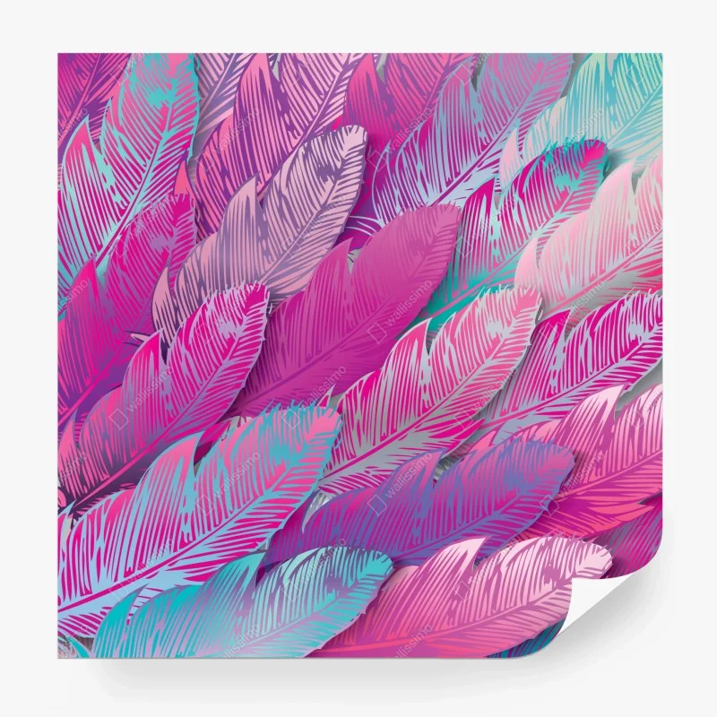 Fototapeta iryzujący różowy wzór piór