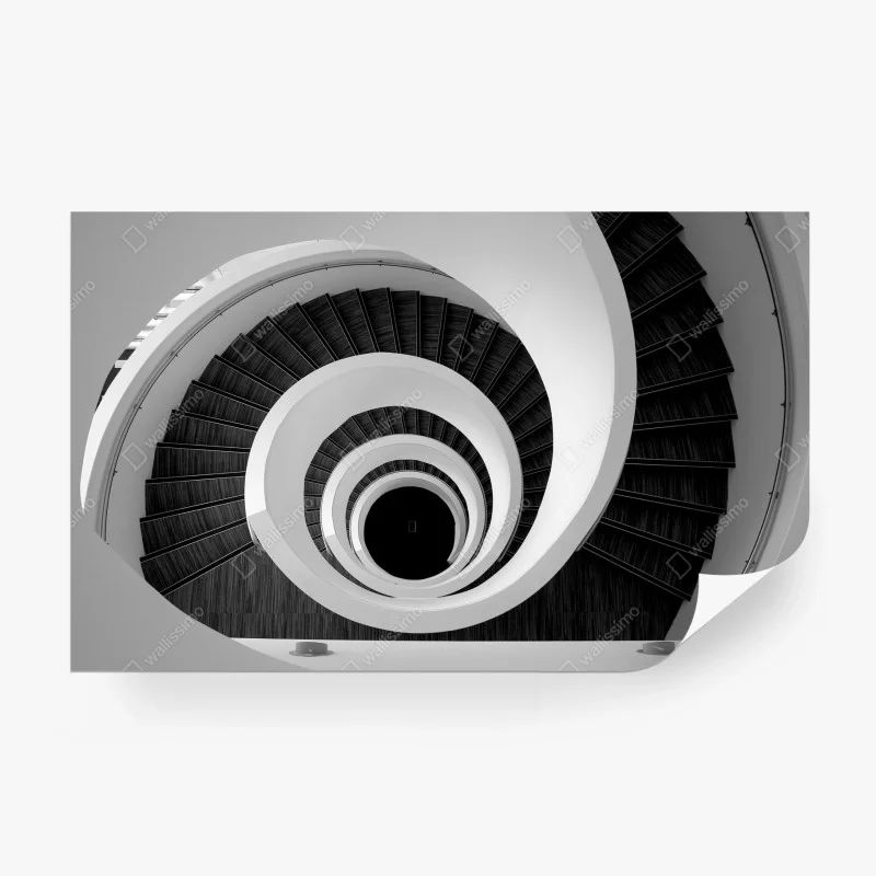 Fototapeta spiralne schody w monochromie