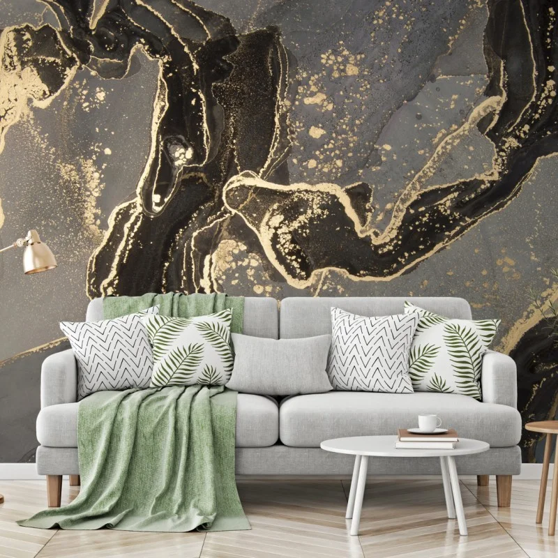 Fototapeta luksusowy czarno-złoty marmur abstrakcyjny