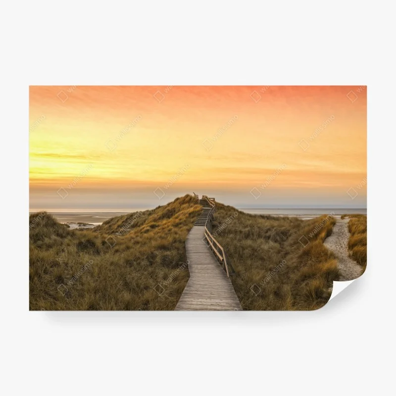 Fototapeta zachód słońca nad plażą Amrum