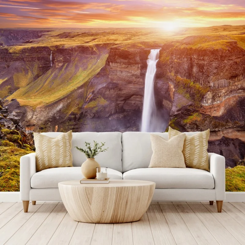 Fototapeta Haifoss wodospad o zachodzie słońca