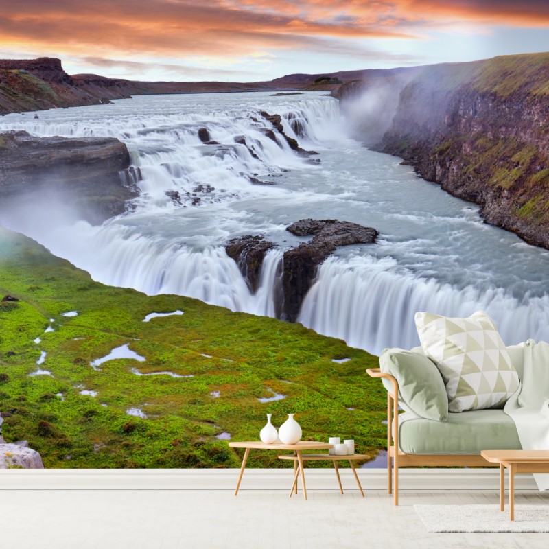 Fototapeta panoramiczny widok wodospadu Gullfoss