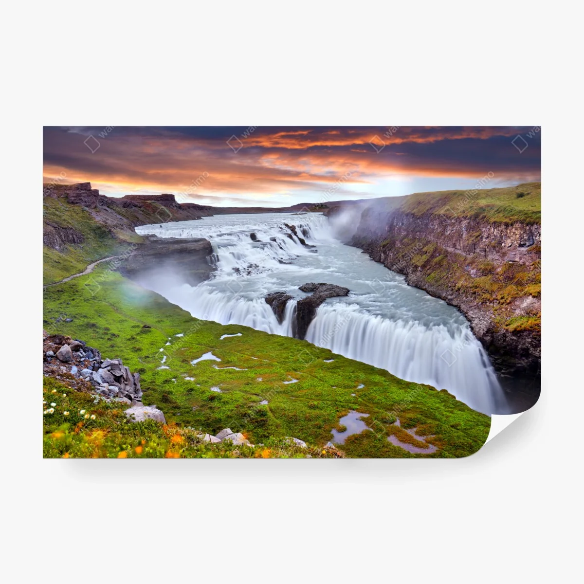Fototapeta panoramiczny widok wodospadu Gullfoss – Wallissimo® Fototapeta panoramiczny widok wodospadu Gullfoss – Wallissimo®