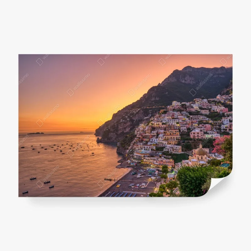 Fototapeta zachód słońca nad Positano, Wybrzeże Amalfitańskie