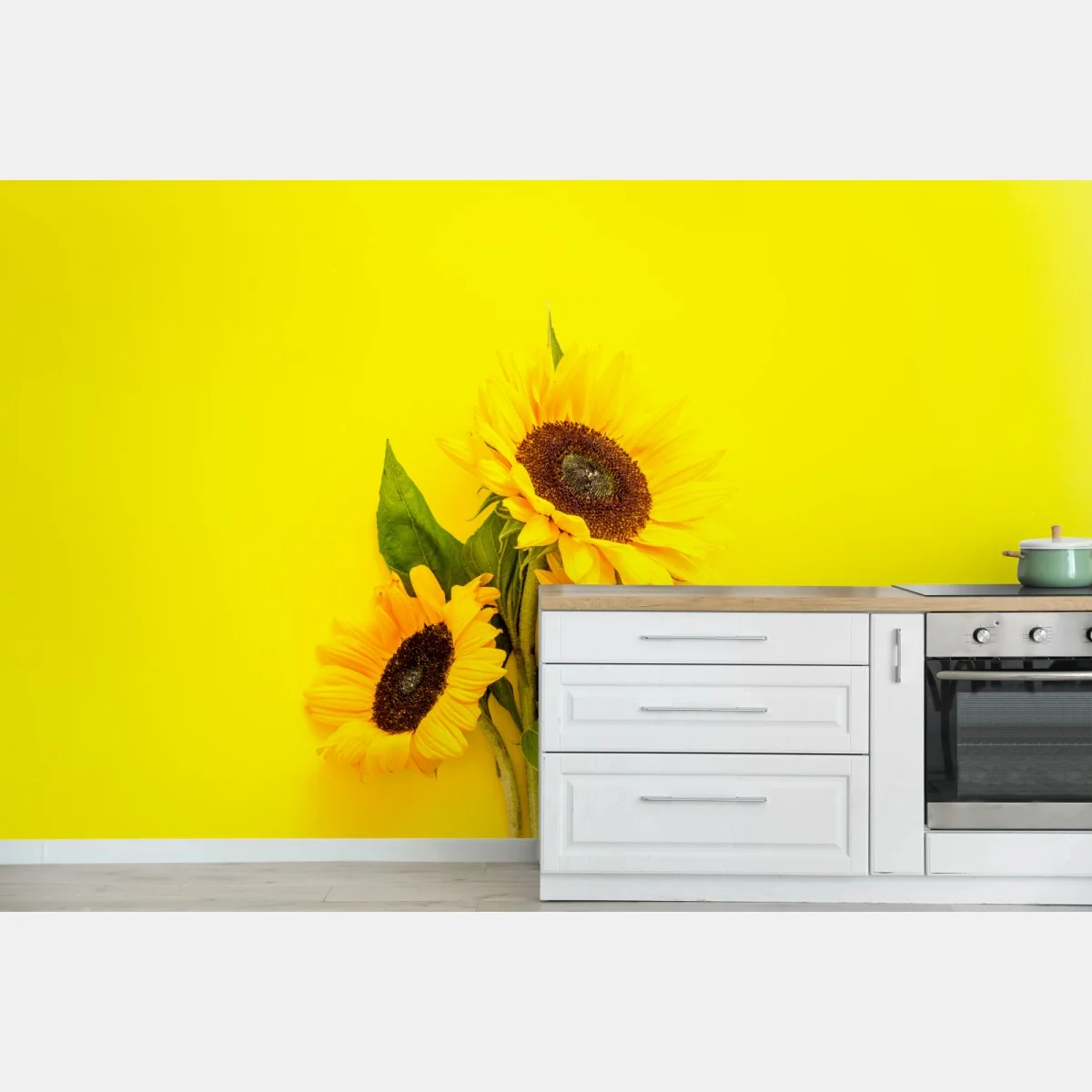 Fototapeta jasny bukiet słoneczników na żółtym tle – Wallissimo® Fototapeta jasny bukiet słoneczników na żółtym tle – Wallissimo®