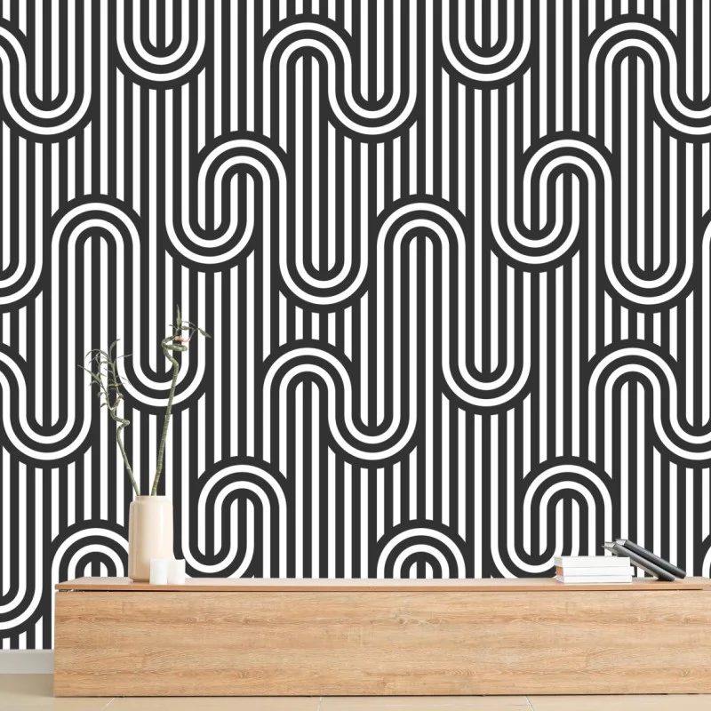 Fototapeta czarno-biały geometryczny wzór optyczny