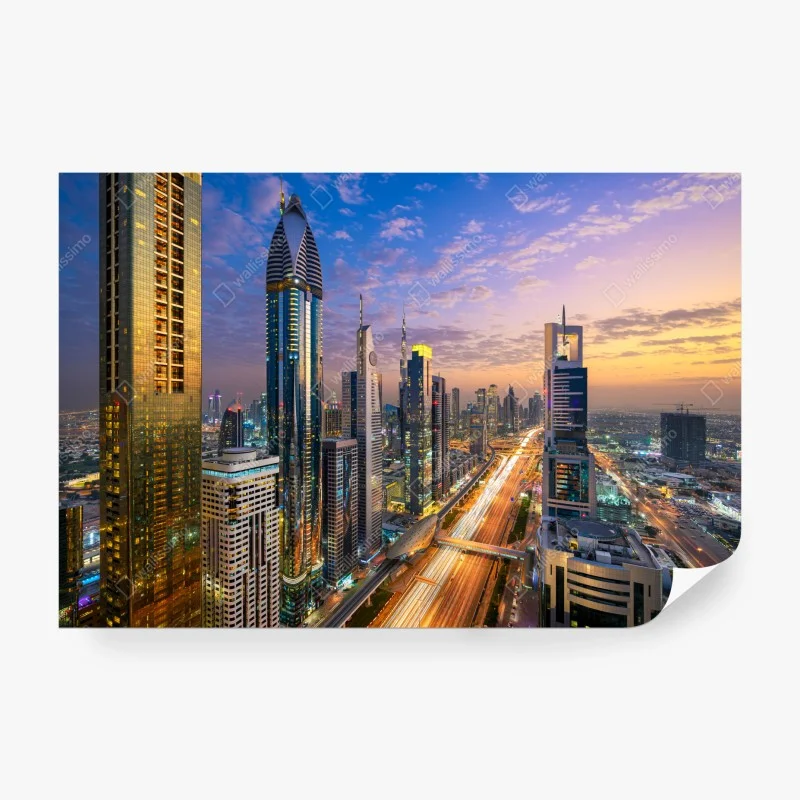 Fototapeta panorama Dubaju o zmierzchu – Wallissimo® Fototapeta panorama Dubaju o zmierzchu – Wallissimo®