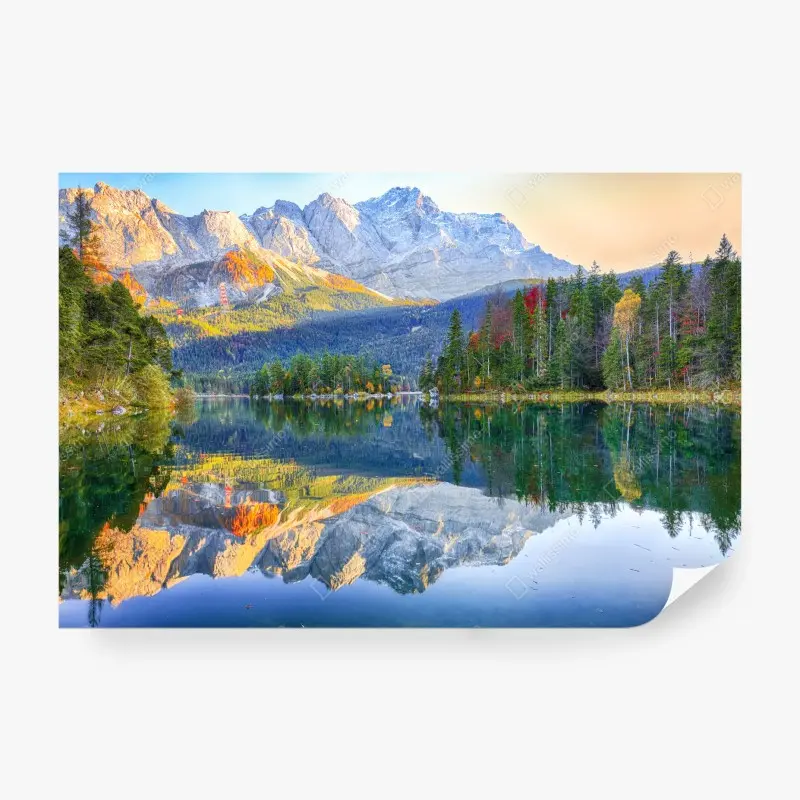 Fototapeta jesienne odbicie na Eibsee przy Zugspitze