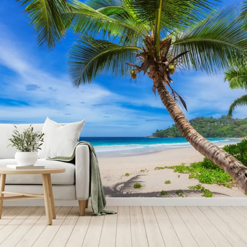 Fototapeta tropikalna plaża z palmą