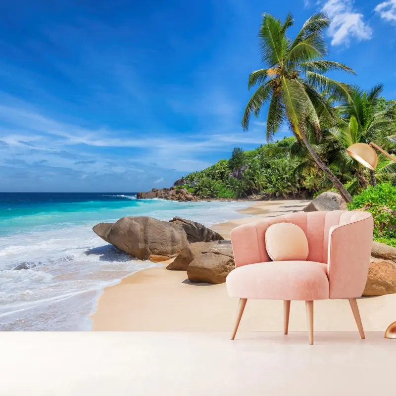 Fototapeta tropikalna plaża z palmami