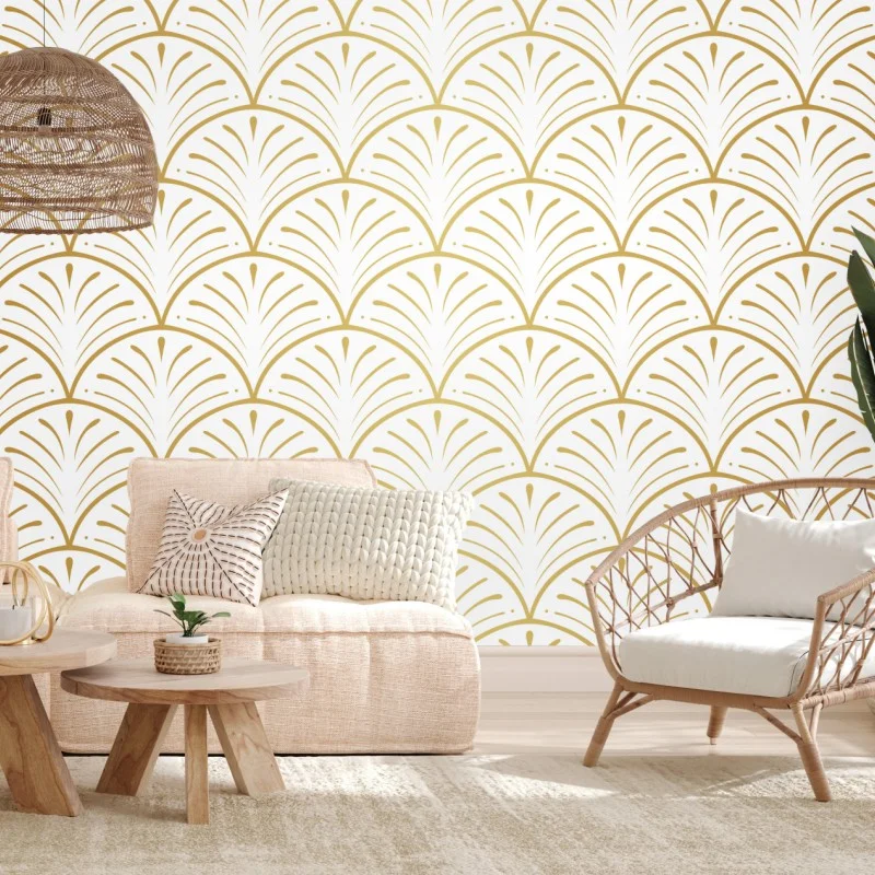 Fototapeta złoty wzór art deco w stylu wachlarza