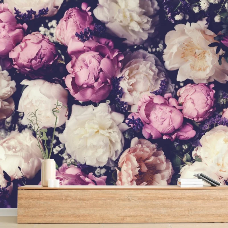 Fototapeta romantyczny bukiet piwonii w pastelowych tonach