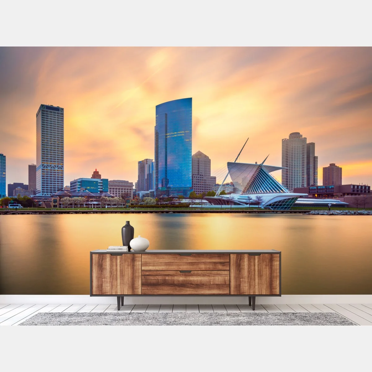 Fototapeta Milwaukee panorama miasta o zmierzchu – Wallissimo® Fototapeta Milwaukee panorama miasta o zmierzchu – Wallissimo®