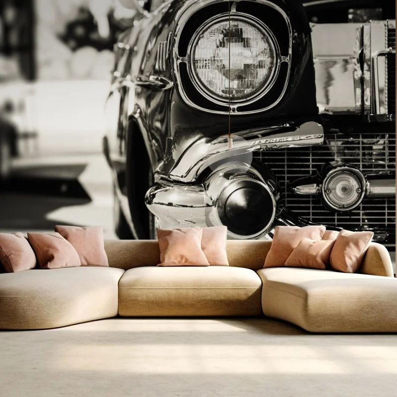 Fototapeta zabytkowy chromowany samochód zbliżenie