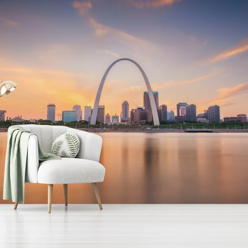 Fototapeta St. Louis panorama o zmierzchu – Wallissimo® Fototapeta St. Louis panorama o zmierzchu – Wallissimo®
