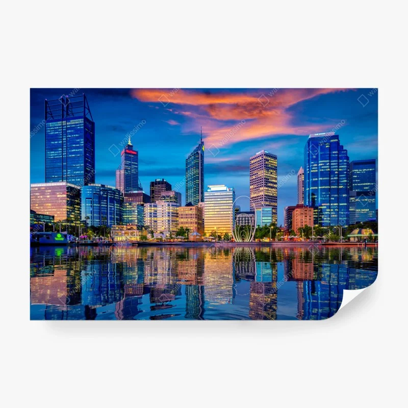 Fototapeta Perth panorama miasta o zachodzie słońca