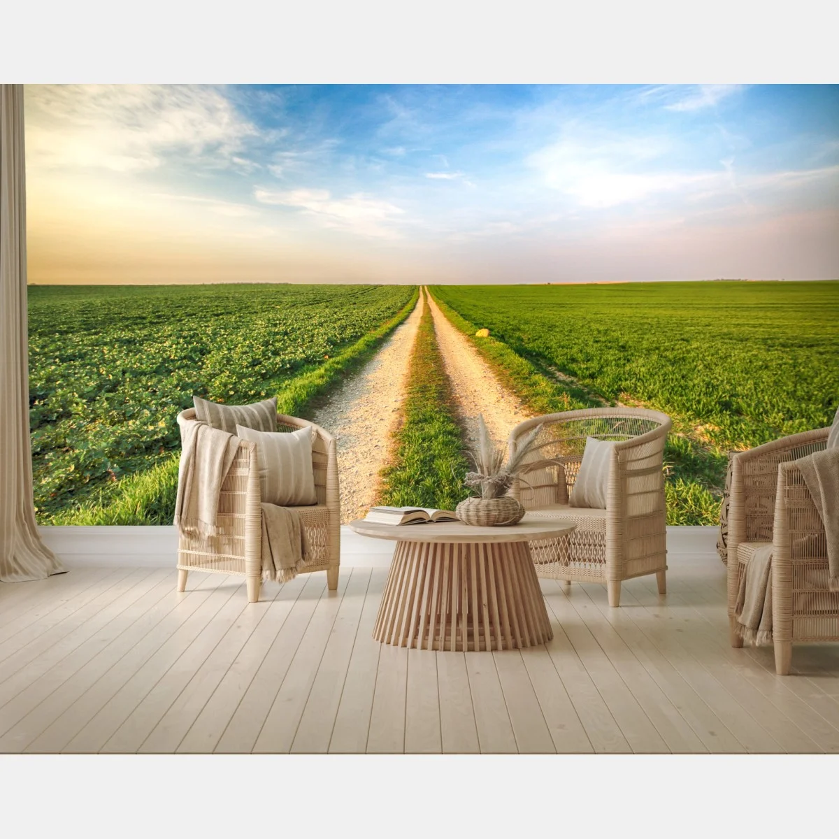 Fototapeta polna droga przez zielone pola – Wallissimo® Fototapeta polna droga przez zielone pola – Wallissimo®