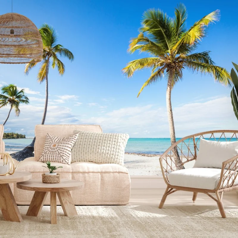 Fototapeta tropikalna plaża z palmami