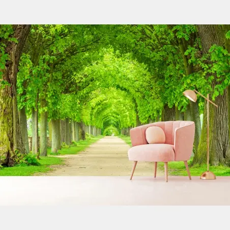 Fototapeta zielony tunel drzew – Wallissimo®
