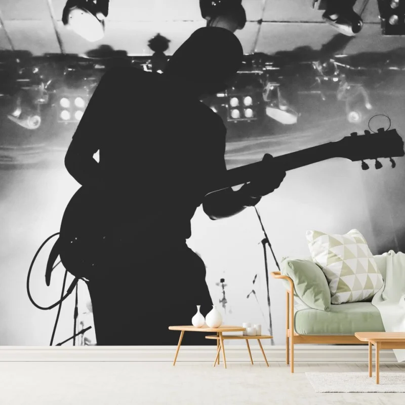Fototapeta silweta gitarzysty na koncercie