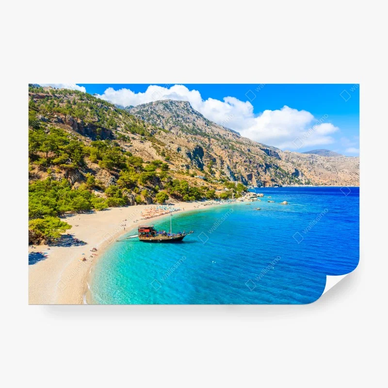 Fototapeta żaglówka na plaży Apella, Karpathos