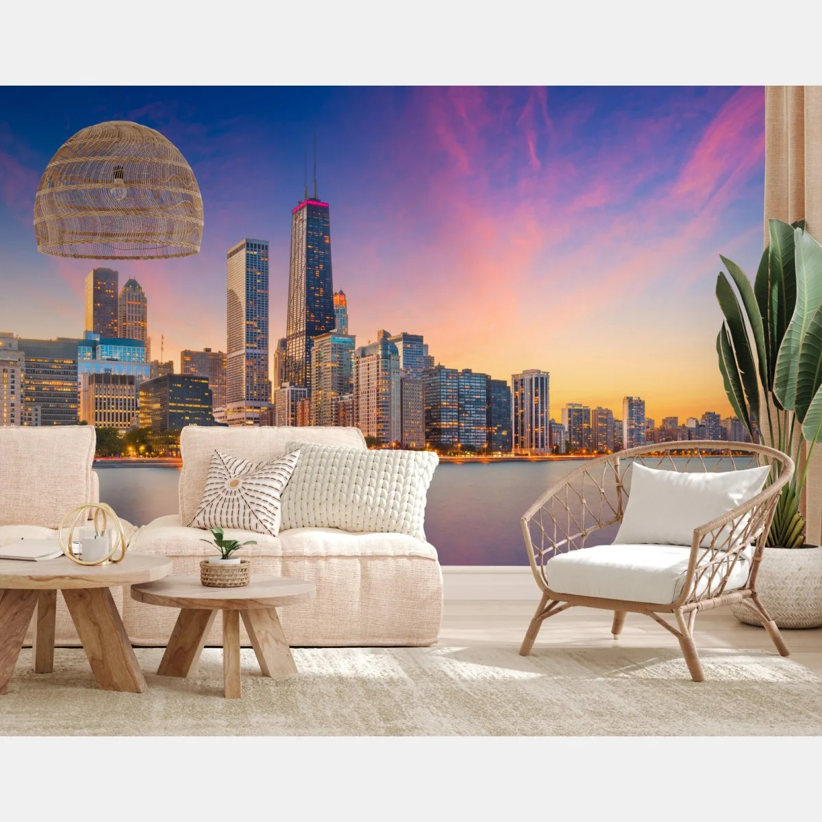 Fototapeta panorama Chicago o zmierzchu – Wallissimo® Fototapeta panorama Chicago o zmierzchu – Wallissimo®