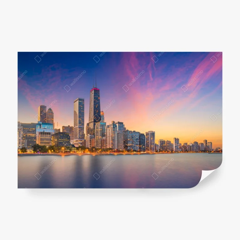 Fototapeta panorama Chicago o zmierzchu – Wallissimo® Fototapeta panorama Chicago o zmierzchu – Wallissimo®