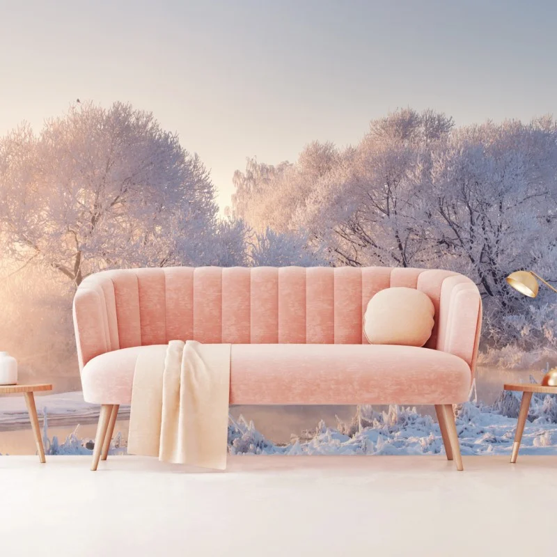 Fototapeta oszronione drzewa o świcie