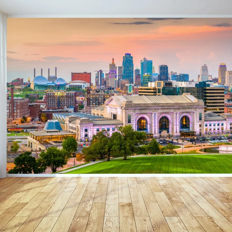 Fototapeta Kansas City panorama o zmierzchu