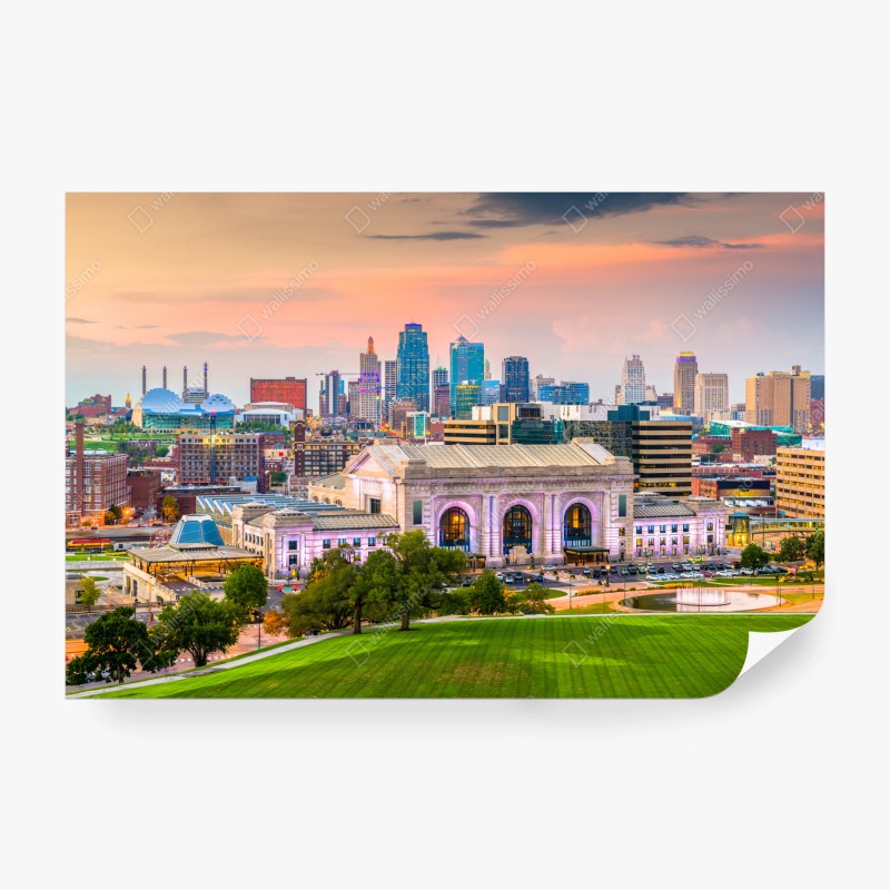 Fototapeta Kansas City panorama o zmierzchu