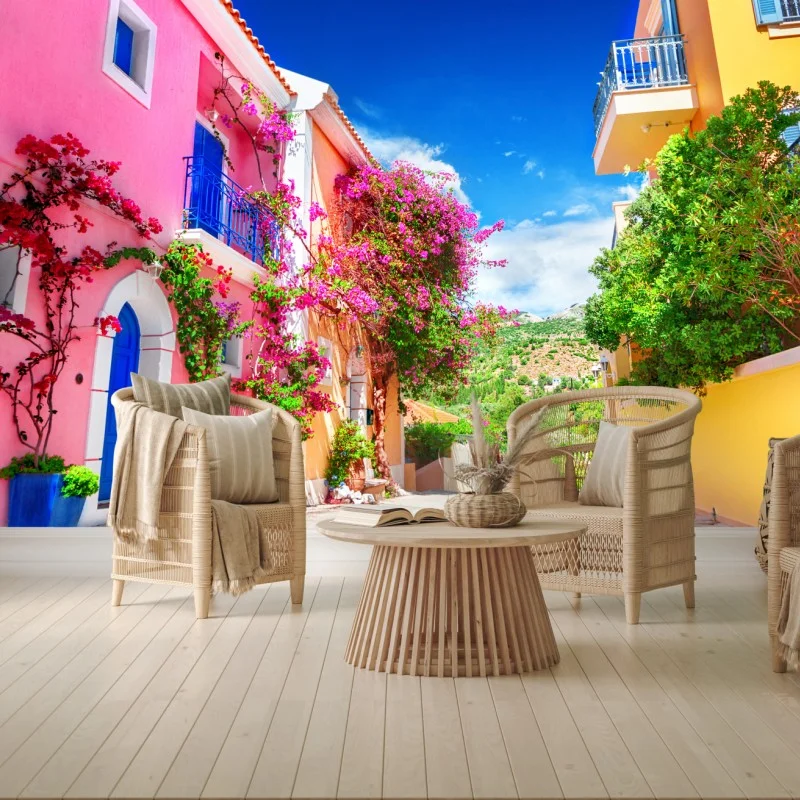 Fototapeta kolorowa uliczka na Kefalonii