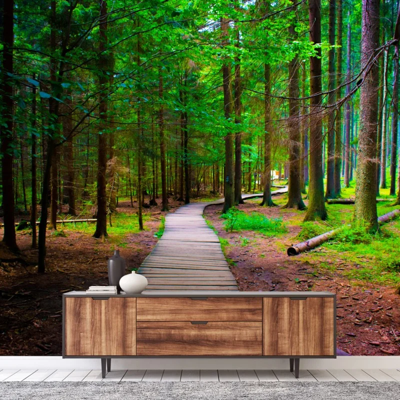 Fototapeta spokojna leśna kładka – Wallissimo® Fototapeta spokojna leśna kładka – Wallissimo®