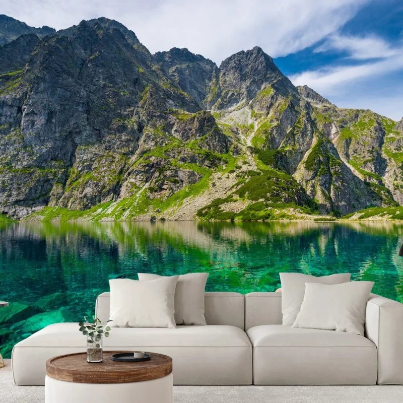 Fototapeta Czarny Staw górskie odbicie Tatry