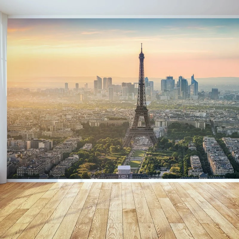 Fototapeta Paryż panorama o zachodzie słońca z Wieżą Eiffla