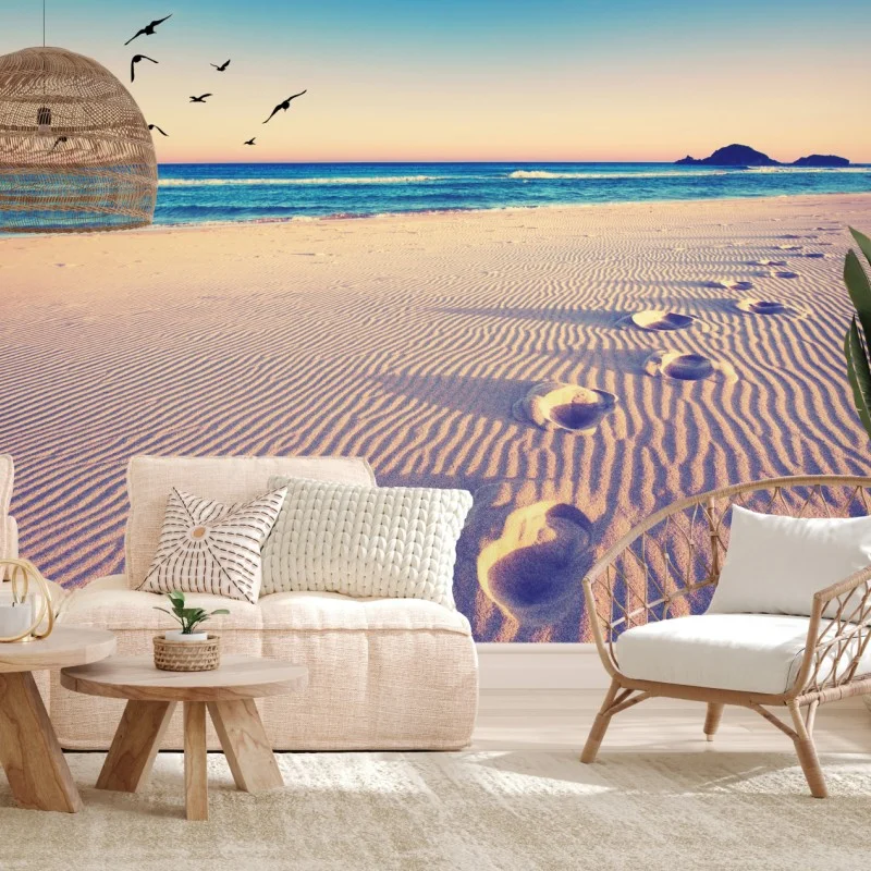 Fototapeta magiczne odciski na letniej plaży