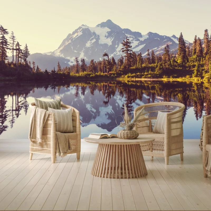 Fototapeta odbicie Mount Shuksan na górskim jeziorze