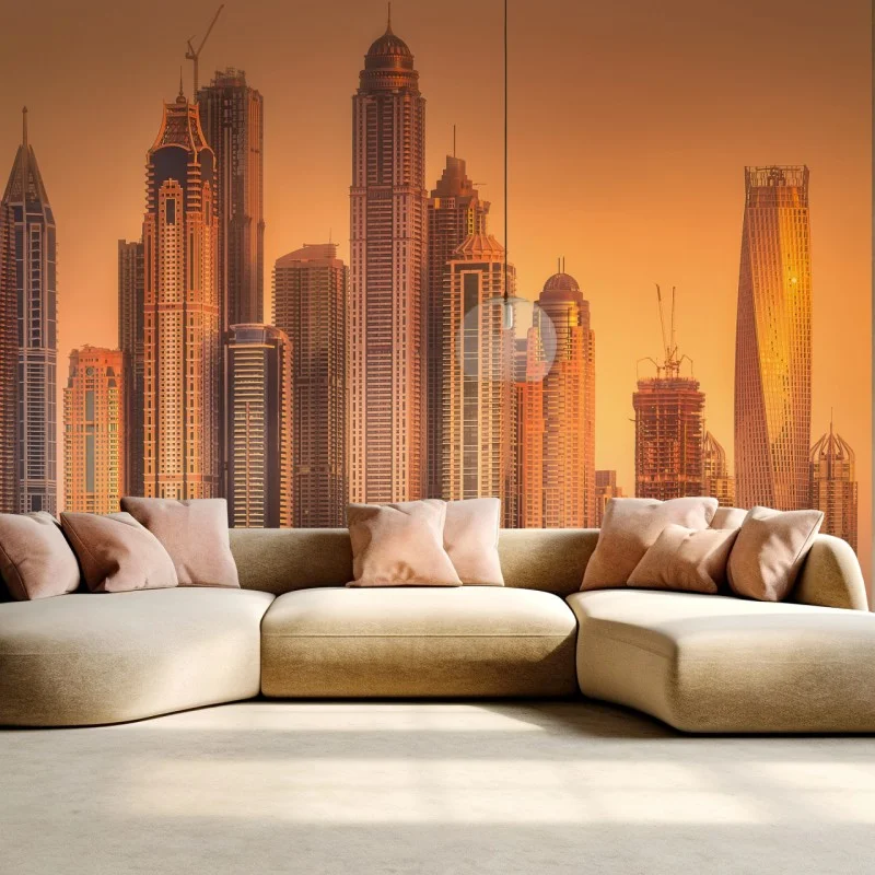 Fototapeta panorama Dubaju w złotym świetle