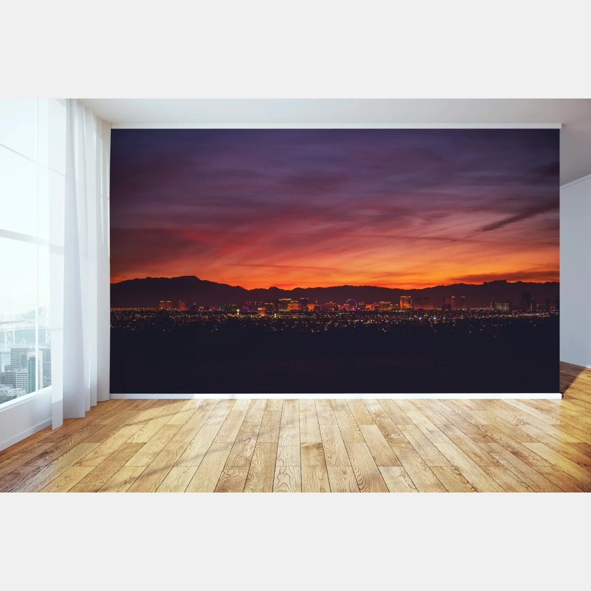 Fototapeta Las Vegas panorama o zmierzchu – Wallissimo® Fototapeta Las Vegas panorama o zmierzchu – Wallissimo®