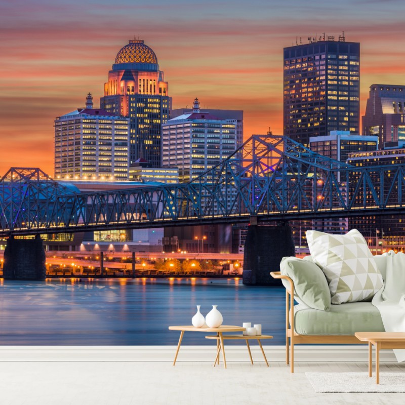 Fototapeta Louisville panorama o zachodzie słońca
