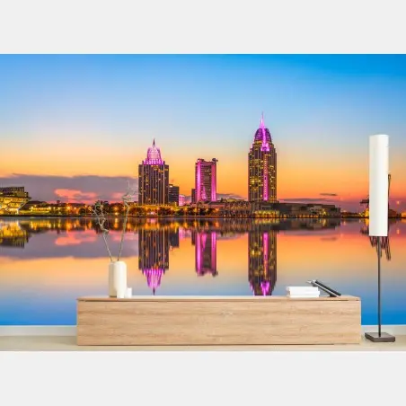 Fototapeta panorama Mobile o zachodzie słońca – Wallissimo®