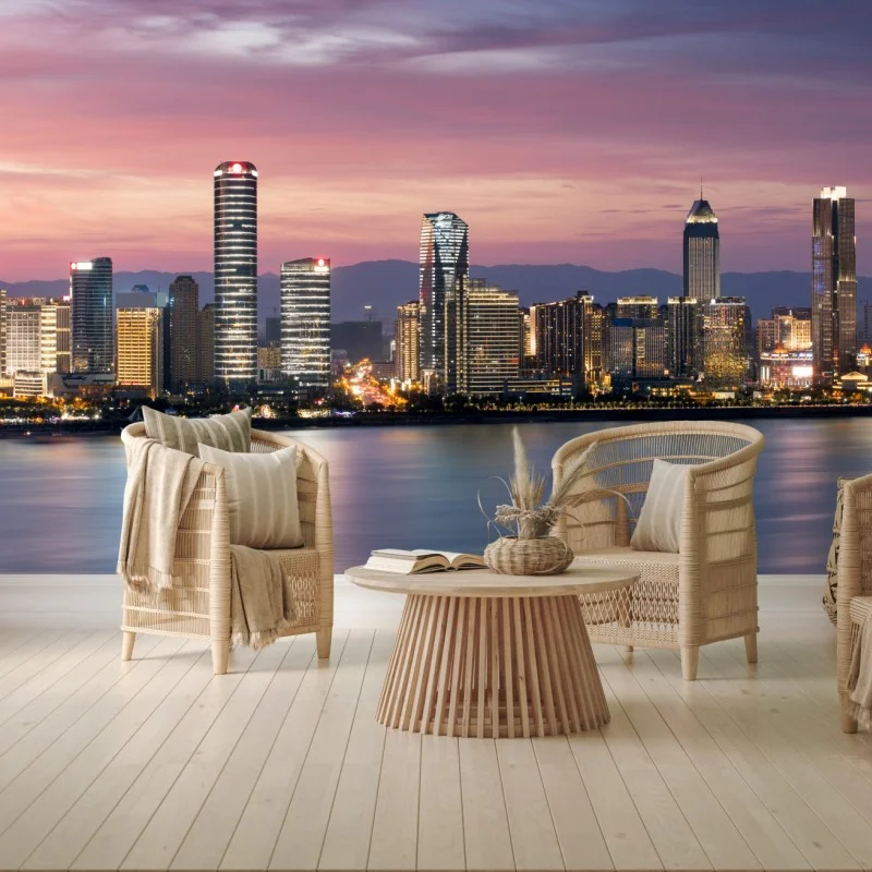 Fototapeta spokojna panorama miasta o zmierzchu