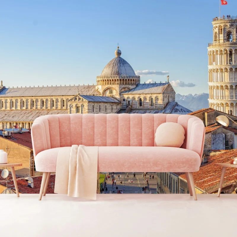 Fototapeta słoneczny widok na katedrę w Pizie i krzywą wieżę