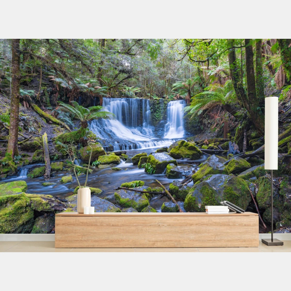 Fototapeta spokojny leśny wodospad – Wallissimo® Fototapeta spokojny leśny wodospad – Wallissimo®