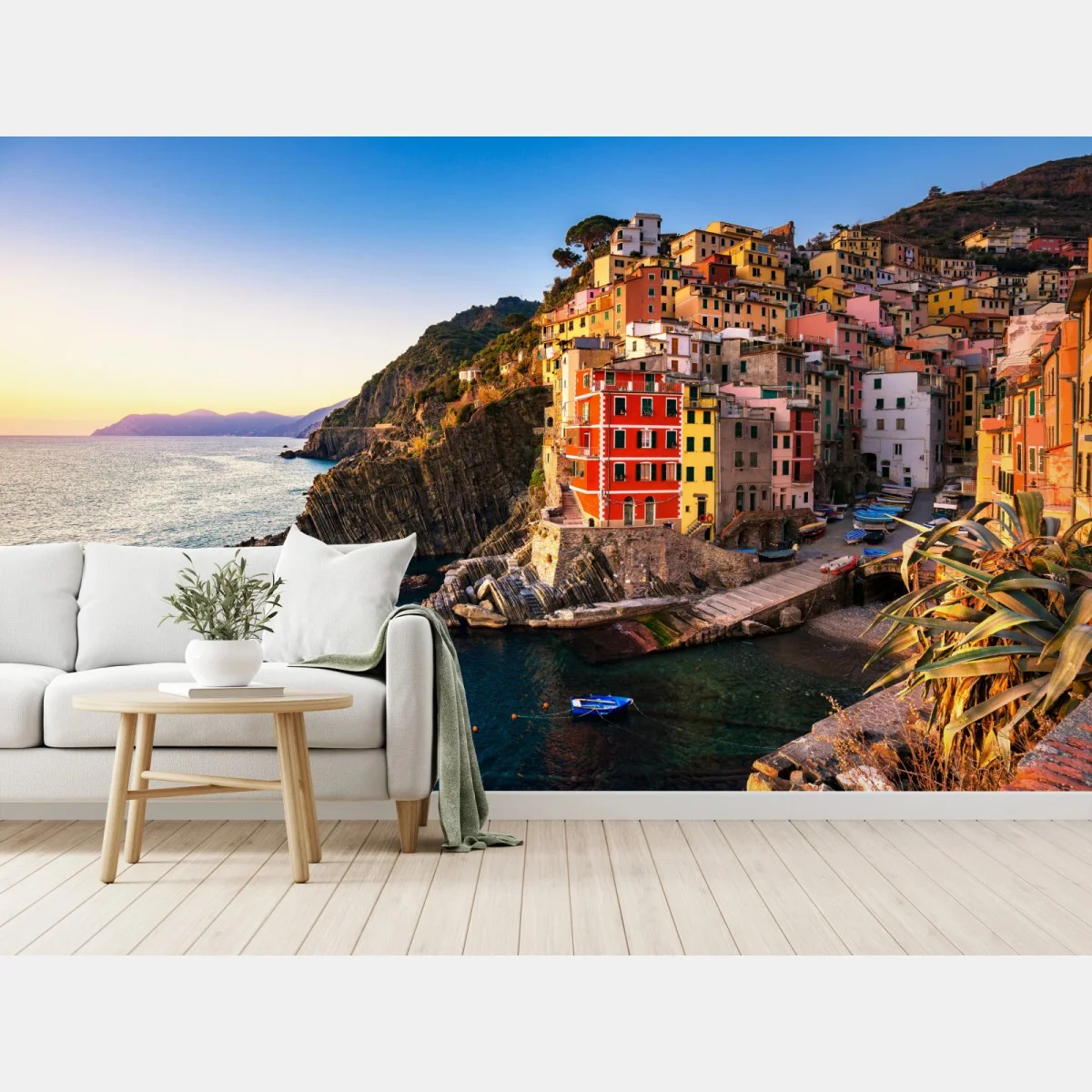 Fototapeta zachód słońca nad Riomaggiore, Cinque Terre – Wallissimo® Fototapeta zachód słońca nad Riomaggiore, Cinque Terre – Wallissimo®